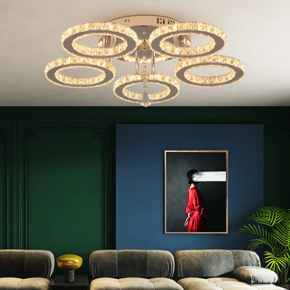 Modern 3500K LED Crystal Smart Lighting Ceiling Light for Living Room