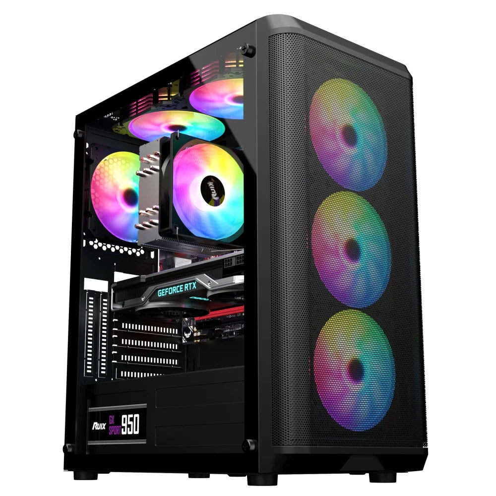 Custom Tempered Glass Panels Gaming Style Window Computer Case Cabinet Desktop with USB 3.0 PC Case