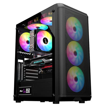 Custom Tempered Glass Panels Gaming Style Window Computer Case Cabinet Desktop with USB 3.0 PC Case