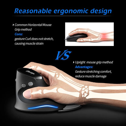 ZELOTES F-17 2.4GHz Wireless Right-Handed Gaming Mouse Vertical Optical Design RGB Backlit 6 Keys with 3 Adjustable DPI