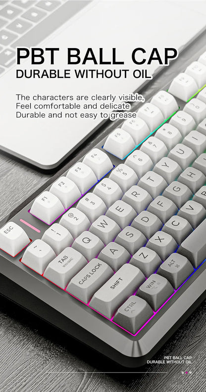 Free Wolf M75 Wireless Dual-Mode Mechanical Membrane Keyboard 87 Keys RGB Backlit Gaming E-Sports Office Use USB-C PBT