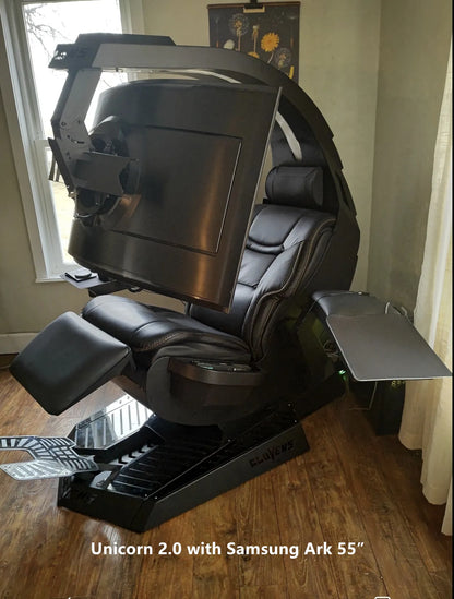 Cluvens Manticore Home Office zero Gravity Workstation Gaming Rig Computer Workstation Leather High Back Support up to 5 Monitor