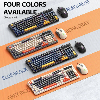 TF330 Wired Keyboard and Mouse 98 Keys LED Backlit Ergnomic Keyboard Mouse Set Gaming Mechanical Feeling Keyboard Mouse Set Pc