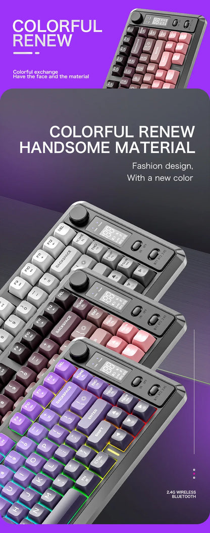 Free Wolf M75 Wireless Dual-Mode Mechanical Membrane Keyboard 87 Keys RGB Backlit Gaming E-Sports Office Use USB-C PBT