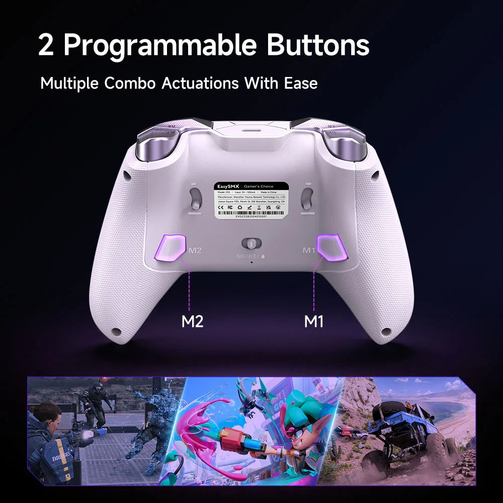 EasySMX D10 Wireless Gaming Controller Wireless Gamepad Compatible with PC/NS/TV/Phone/Steam, TMR Stick Joystick Micro Triggers