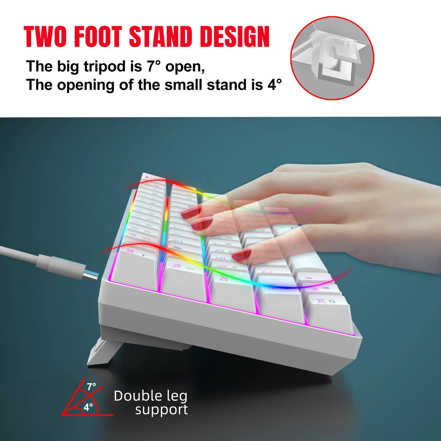 Blue Red Switch 60% USB Wired 61 Key Small Mini Mechanical Computer Gaming Keyboard