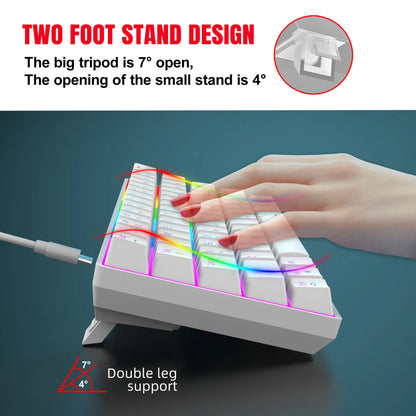 Blue Red Switch 60% USB Wired 61 Key Small Mini Mechanical Computer Gaming Keyboard