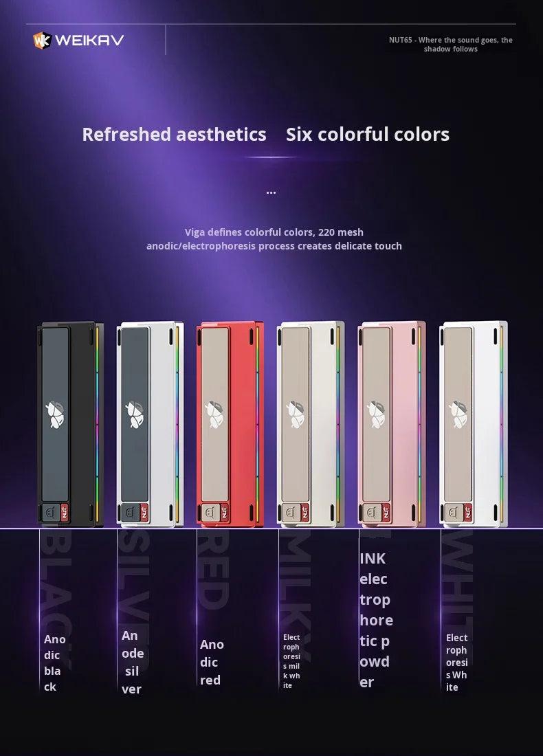 Weikav Nut65 Mechanical 2.4Ghz Wireless Aluminum Customized for Laptops 61 Keys RGB Backlit USB-C Dedicated Gaming Esports