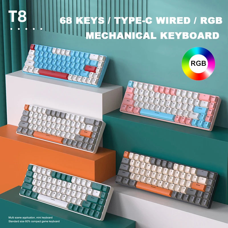 T8 108-Key Full Size RGB Backlit Gaming Mechanical Keyboard with USB Interface for Professional Gamers