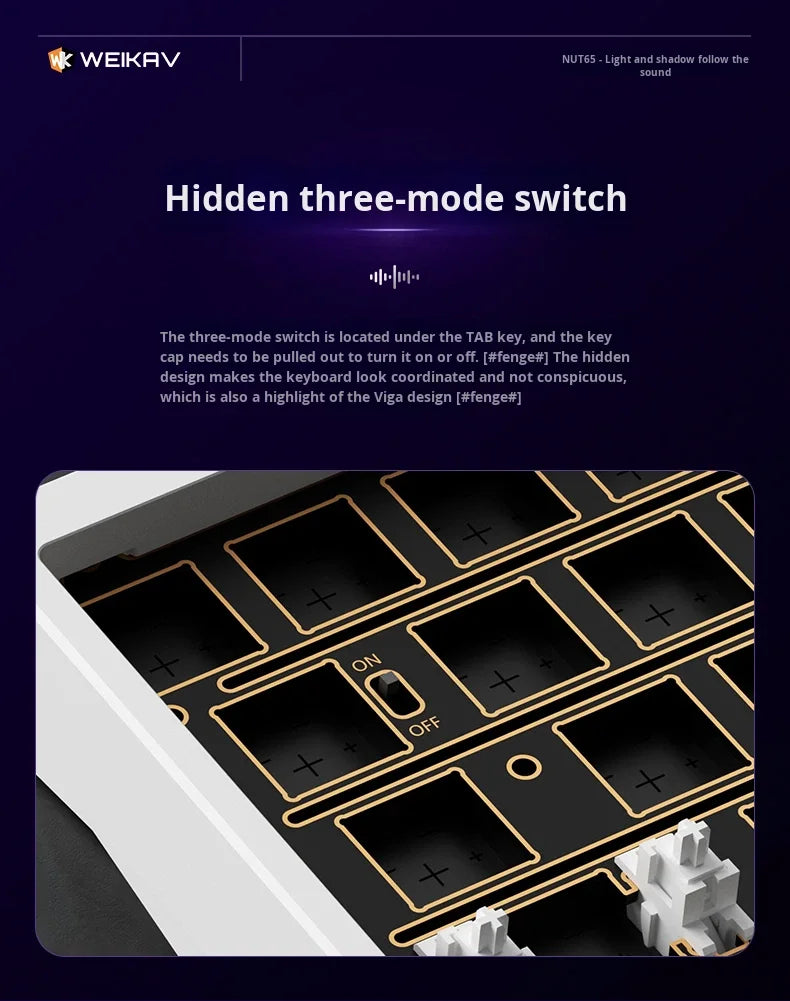 Weikav Nut65 Mechanical 2.4Ghz Wireless Aluminum Customized for Laptops 61 Keys RGB Backlit USB-C Dedicated Gaming Esports
