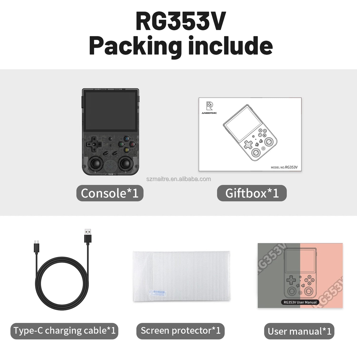 ANBERNIC RG353VS Handheld Game Console 3.5 Inch IPS Touch Screen RG353VS RK3566 CPU Android 11 Linux 5G WiFi BT4. 3200mAh