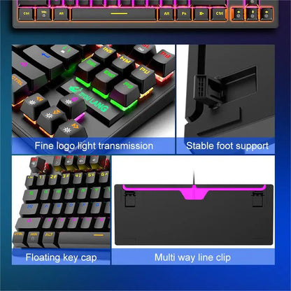 Free Wolf K2 Punk Mechanical Keyboard 87 Keys Gaming Competitive Office Laptop Gaming Keyboard