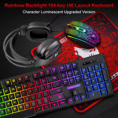 Hot Sale 4 in 1 Portable Wired Gaming Keyboard and Mouse Mousepad Headphone 4 in 1 Combos LED Light Gaming Set for Computer