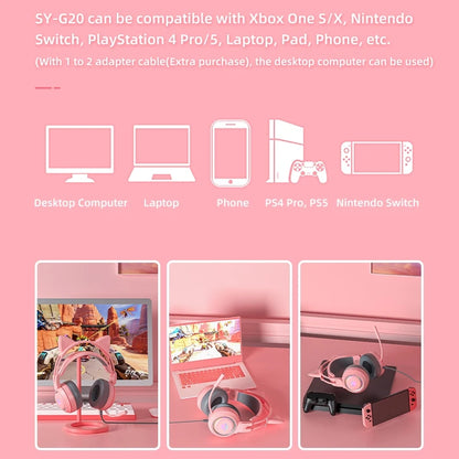 Soyto G25 ODM Gaming Headset for Gamers Cute Cat Ear RGB Wired Headphones for Girls Boys Auriculares AudIfonos Factory Wholesale