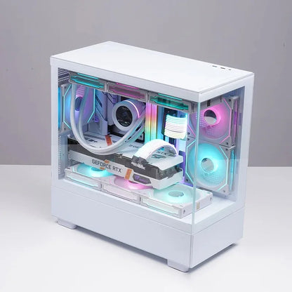 GAMDIAS ATX Mid-Tower Gaming PC Case Includes 3 X 120mm ARGB Fans High Airflow Mesh Audio Ports Front Tempered Glass Side Panel