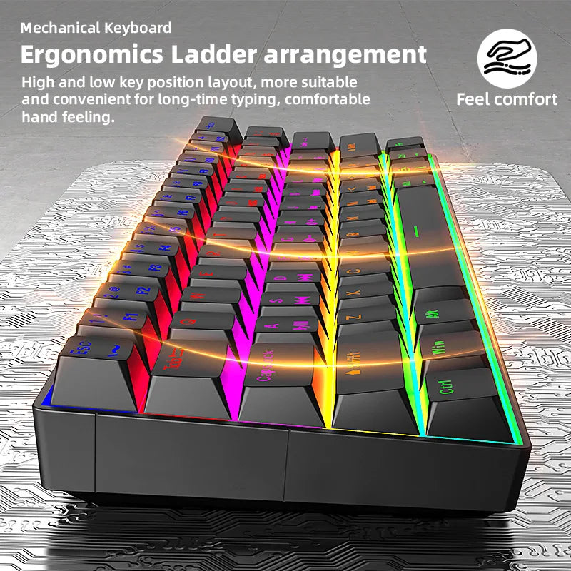 CK23 61-key Three-mode Mechanical Mini Keyboard Brown Switch E-sports Gaming Keyboard