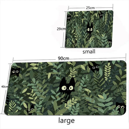 Kawaii Black Cat Mousepad Xxl PC Gaming Mouse Pads Gamer Mats Teclado Pad Mat Laptop Office Carpet 900X400