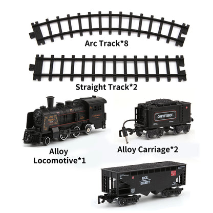 Metal Classic Electric Train Track Electric Railway with Smoke Sound & Light for Children Metal Alloy Train Set