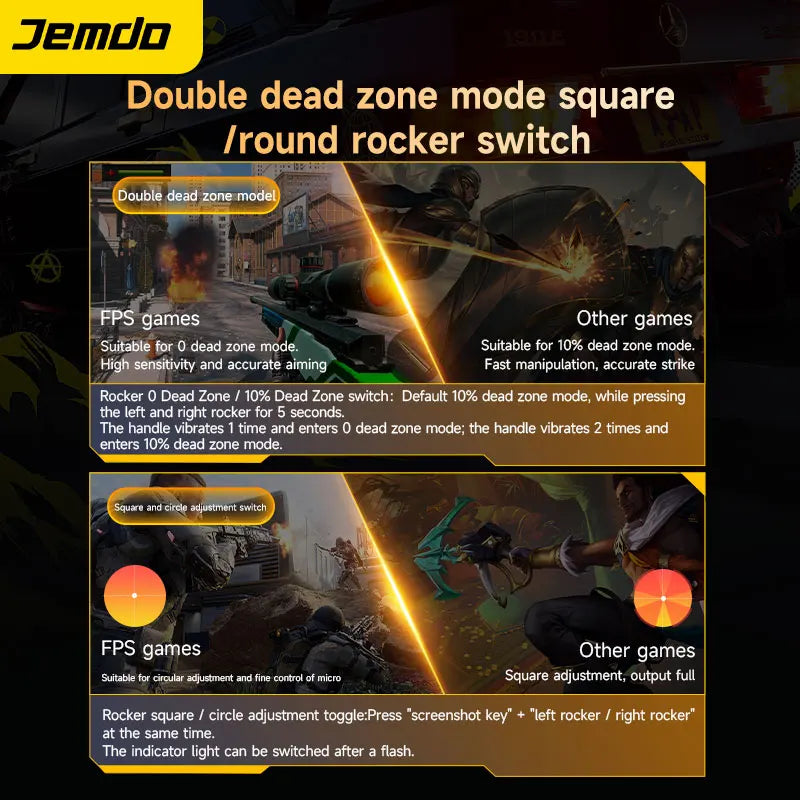 Jemdo Wireless Gaming Controller for Switch 2 PC Android IOS with Dual Hall Joystick Macro Back Buttons RGB Light Ring