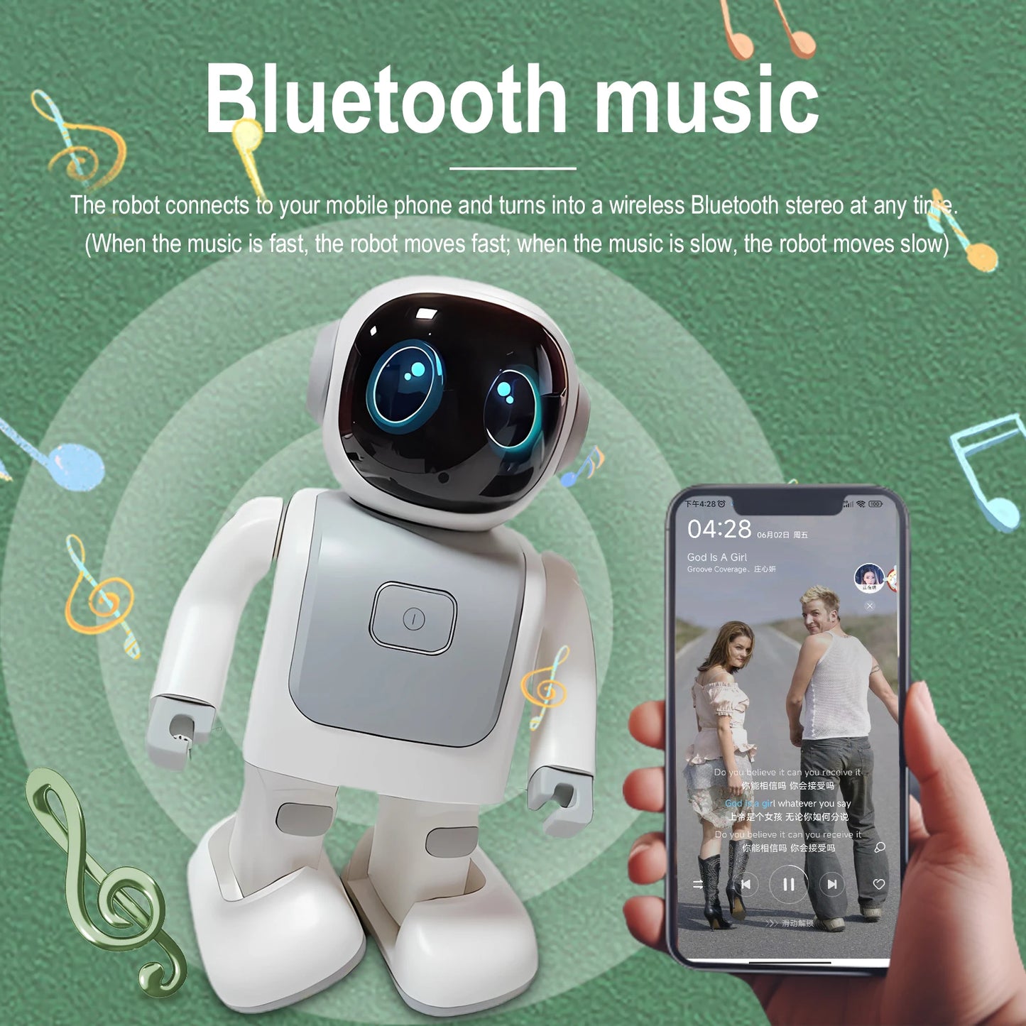 2023 Smart Educational DIY Dancing Rabbit Robot for Kids Programmed BT Speaker Chat with GPT