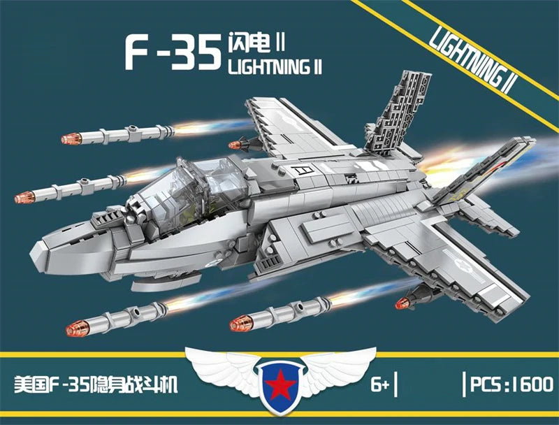 F-35 American Stealth Fighter 1:20 Scale Plastic Assembly Building Block Slot Toy for Age 3+