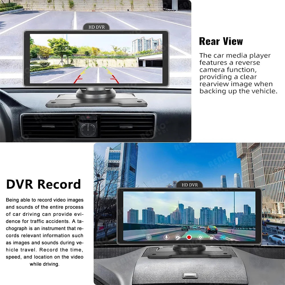 Universal Portable 10.26 Inch Car Stereo Carplay DVR Car Stereo  DVD Degree Rotation Player Car Radio