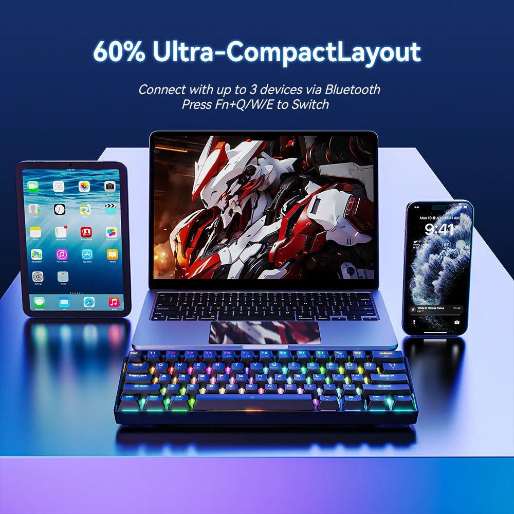 CK23 61-key Three-mode Mechanical Mini Keyboard Brown Switch E-sports Gaming Keyboard
