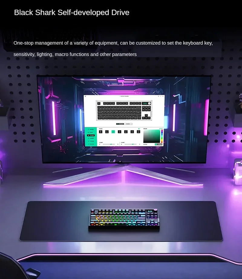 PC Gift Tri Mode 0.1RT Inductance Switch Custom Gaming Keyboard RGB 84 Keys Black Shark Magnetic Switch Mechanical Keyboard