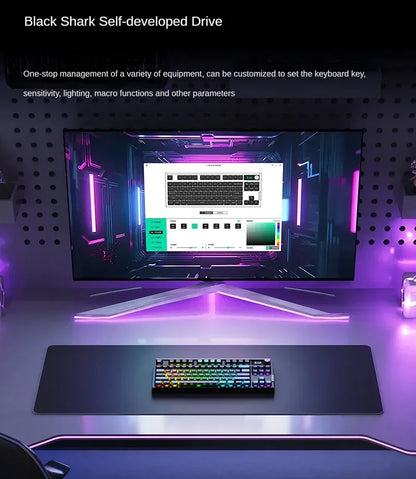 PC Gift Tri Mode 0.1RT Inductance Switch Custom Gaming Keyboard RGB 84 Keys Black Shark Magnetic Switch Mechanical Keyboard