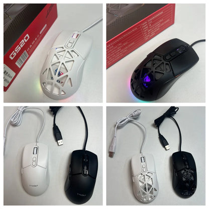 T-WOLF G520 Gaming Mouse RGB Cable Game Mouse INST 8251 Magnetic Back Cover Hole Game Mouse with Software for Laptop Pc Gaming