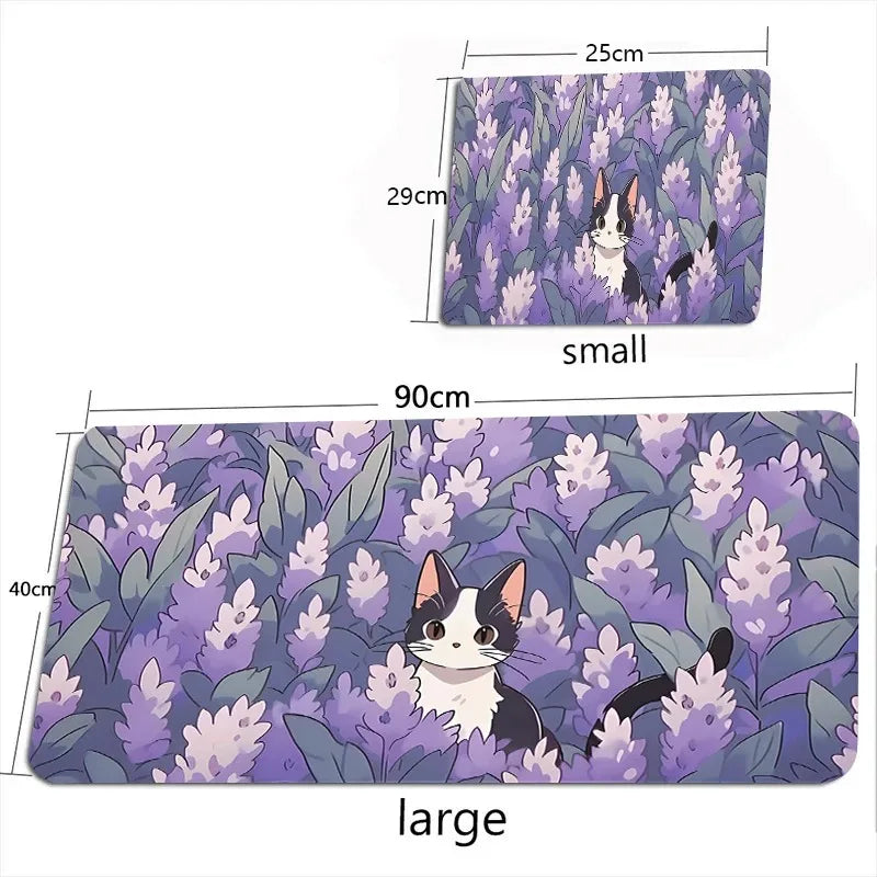 Kawaii Black Cat Mousepad Xxl PC Gaming Mouse Pads Gamer Mats Teclado Pad Mat Laptop Office Carpet 900X400