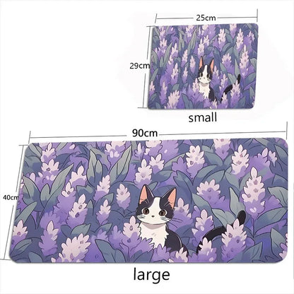 Kawaii Black Cat Mousepad Xxl PC Gaming Mouse Pads Gamer Mats Teclado Pad Mat Laptop Office Carpet 900X400