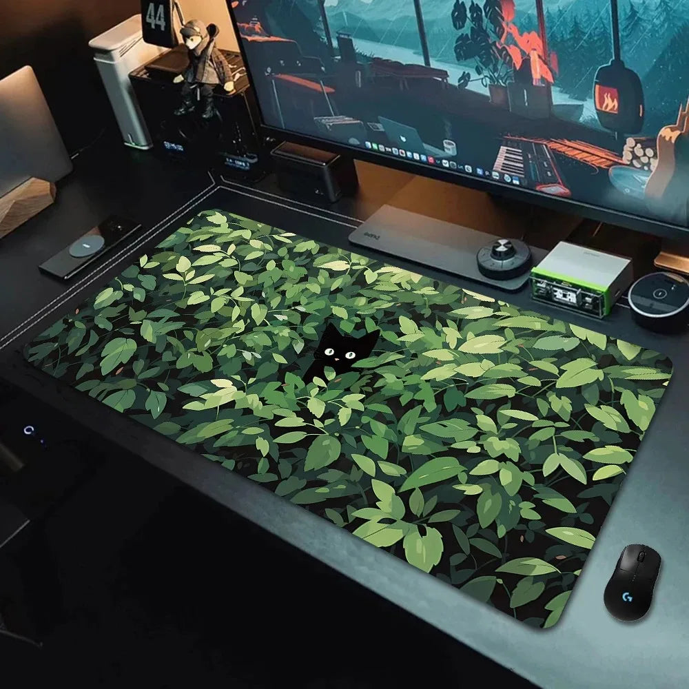 Kawaii Black Cat Mousepad Xxl PC Gaming Mouse Pads Gamer Mats Teclado Pad Mat Laptop Office Carpet 900X400