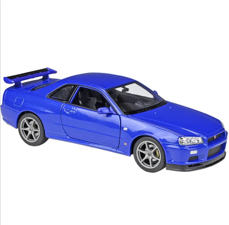 Welly 1:24 Skyline GT-R R34 Imitation Alloy Car Model Toy Collection Diecast Toy Vehicles