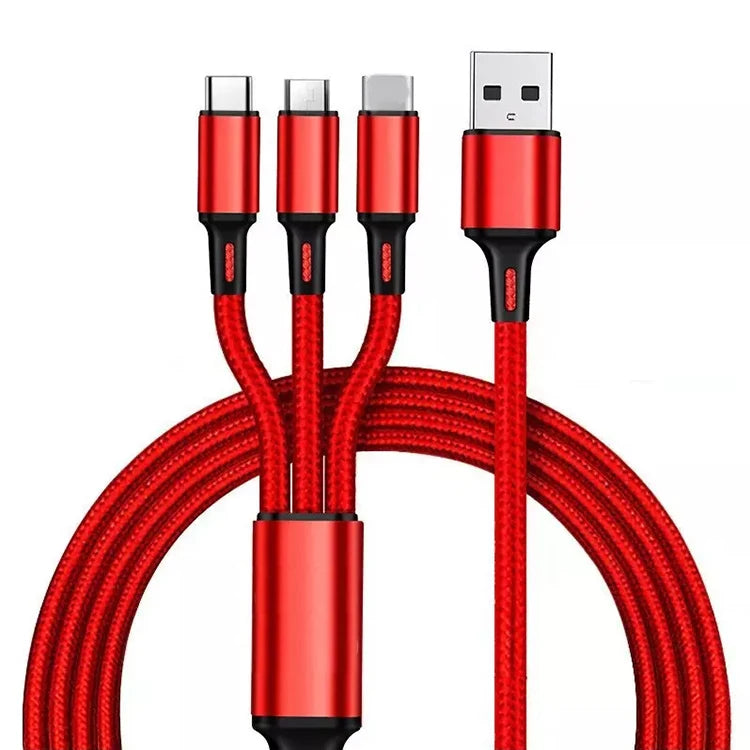 US Warehouse 1.2M 3 in 1 Nylon Braid Multiple Only Charging No Data Transfer Usb a to Usb c Type c Cable for Iphone Android