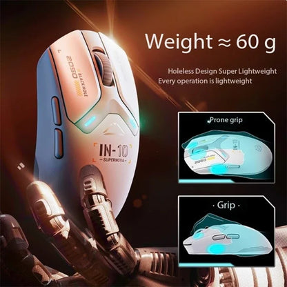 Inphic IN10 3D Ergonomic Lightweight Rechargeable for 2.4GHz Wireless Mouse Programmable 6 Buttons RGB Backlit Gaming