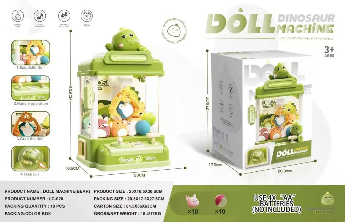 Children Grasp Doll Machine Toy Mini Electronic Clawing Doll Machine Household Electric Pinch Small Doll Twisted Egg Machine Toy
