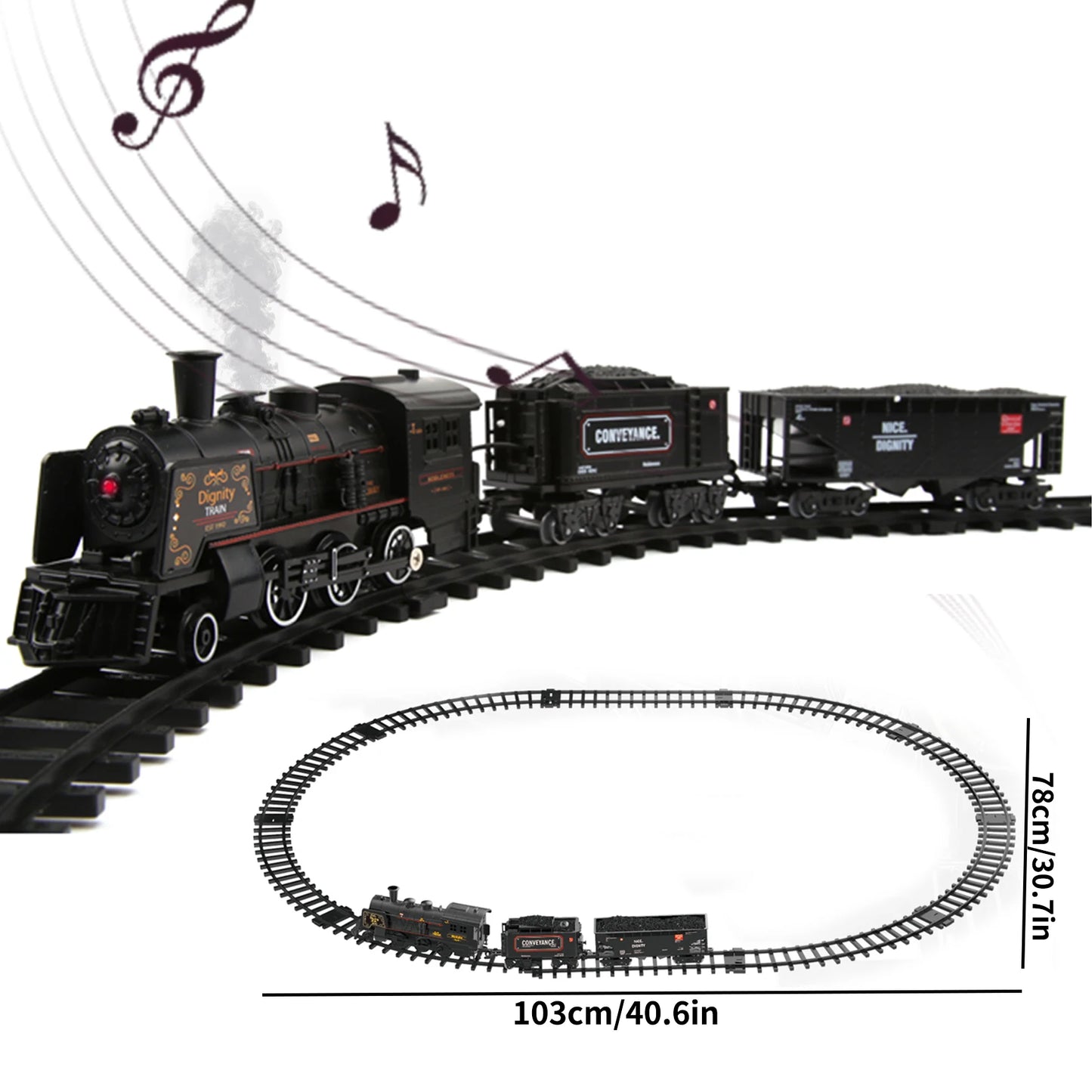 Metal Classic Electric Train Track Electric Railway with Smoke Sound & Light for Children Metal Alloy Train Set