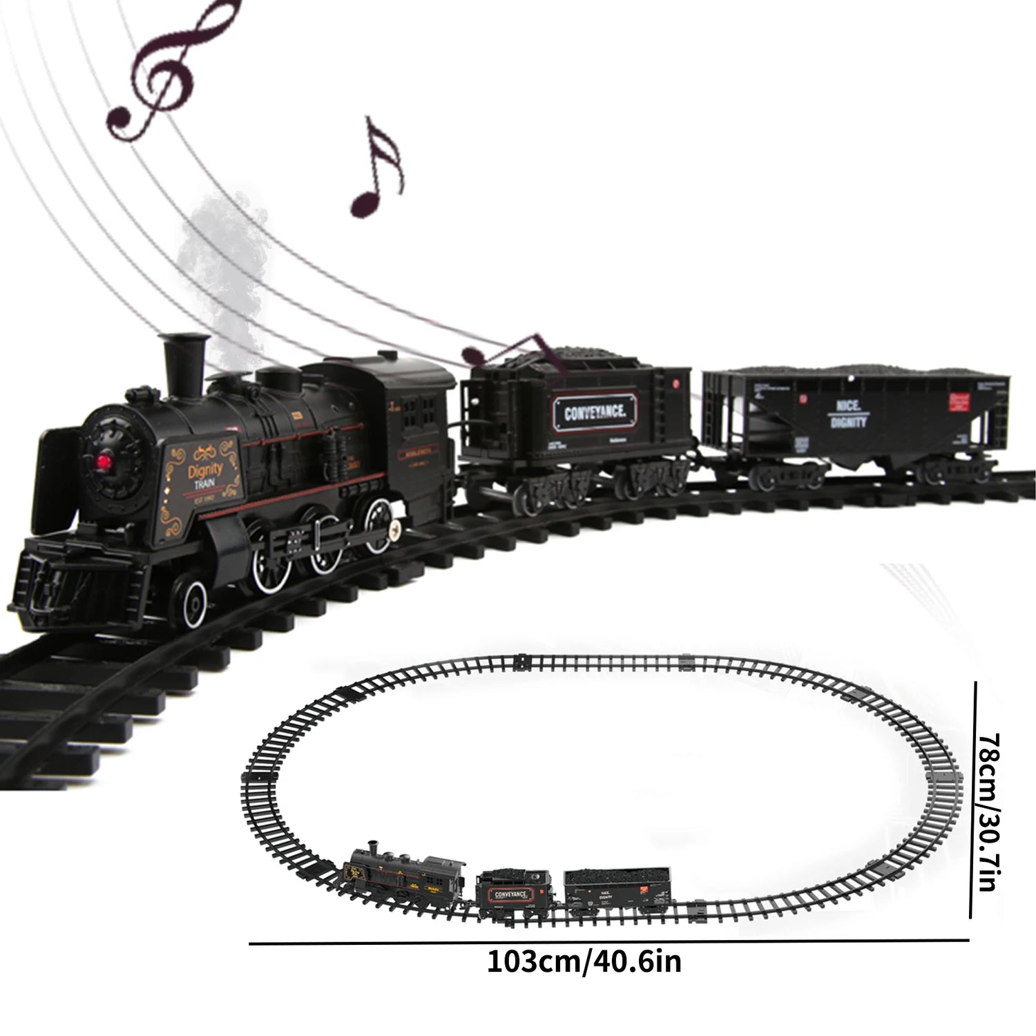 Metal Classic Electric Train Track Electric Railway with Smoke Sound & Light for Children Metal Alloy Train Set