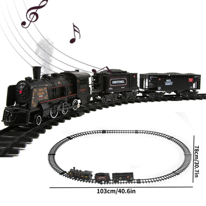 Metal Classic Electric Train Track Electric Railway with Smoke Sound & Light for Children Metal Alloy Train Set