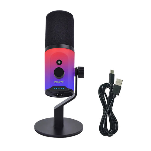 New Professional USB-C & USB-A Dynamic Cardioid Metal Gaming Microphone with RGB Lighting for Streaming Podcasting Recording