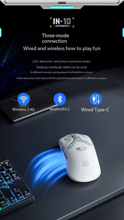 Inphic IN10 3D Ergonomic Lightweight Rechargeable for 2.4GHz Wireless Mouse Programmable 6 Buttons RGB Backlit Gaming