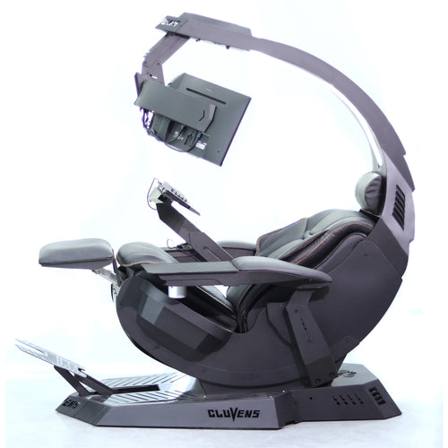Cluvens Manticore Home Office zero Gravity Workstation Gaming Rig Computer Workstation Leather High Back Support up to 5 Monitor