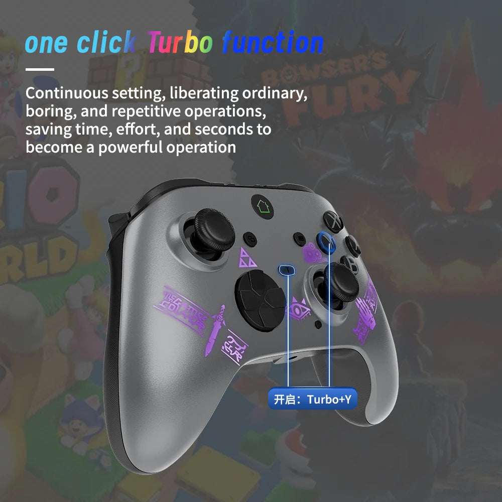 Wireless BT Joystick Gaming Directly Connected PC for N-switch Gaming Controller with Turbo Button and Vibration Motor