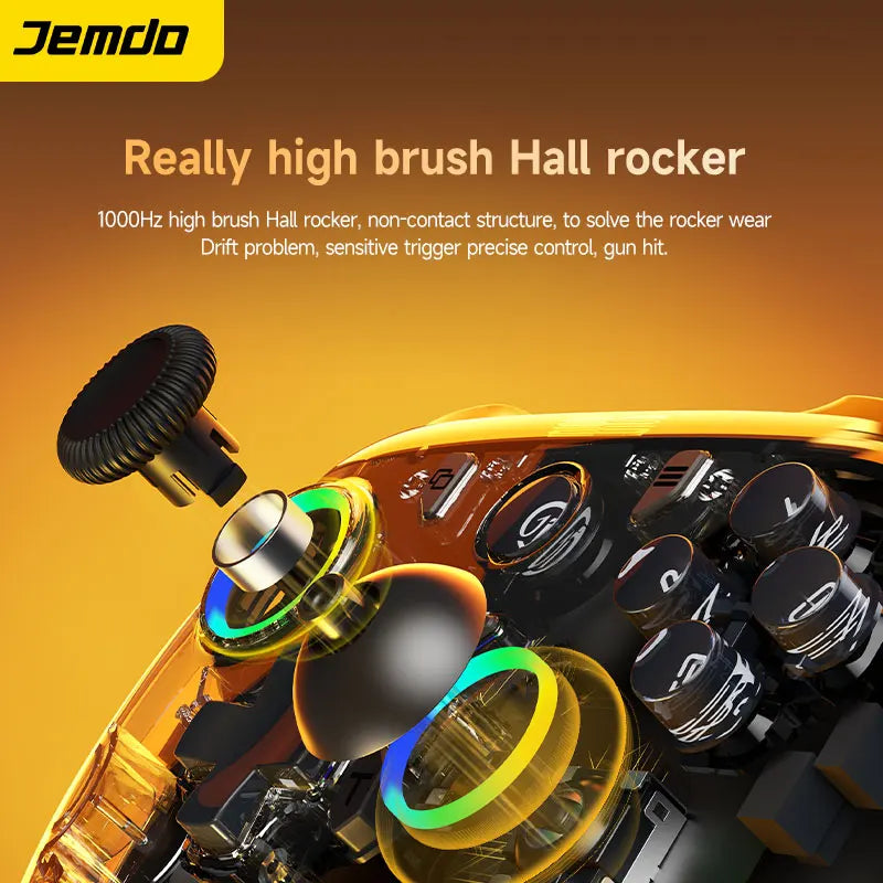 Jemdo Wireless Gaming Controller for Switch 2 PC Android IOS with Dual Hall Joystick Macro Back Buttons RGB Light Ring