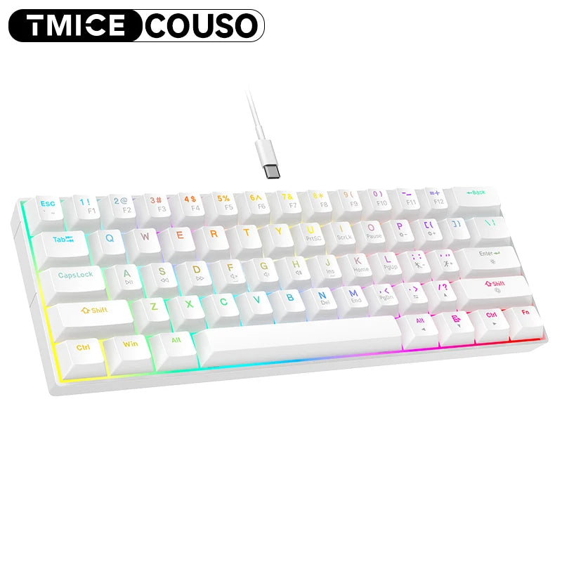 61 Key Ultra-Compact Mini 60% Gaming Keyboard Blue Switch Ergonomic Office Computer Keyboard for PC Laptop Mechanical Keyboard