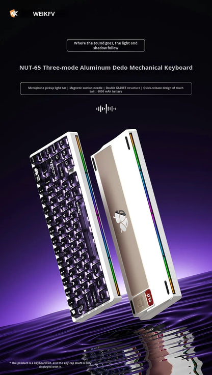 Weikav Nut65 Mechanical 2.4Ghz Wireless Aluminum Customized for Laptops 61 Keys RGB Backlit USB-C Dedicated Gaming Esports