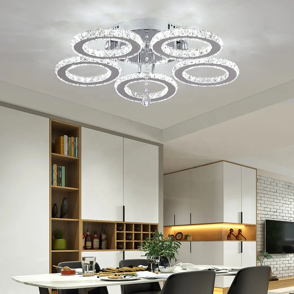 Modern 3500K LED Crystal Smart Lighting Ceiling Light for Living Room
