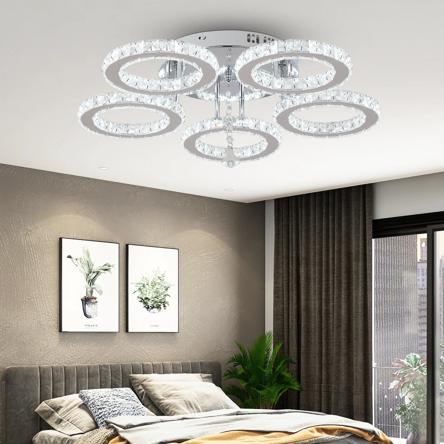 Modern 3500K LED Crystal Smart Lighting Ceiling Light for Living Room