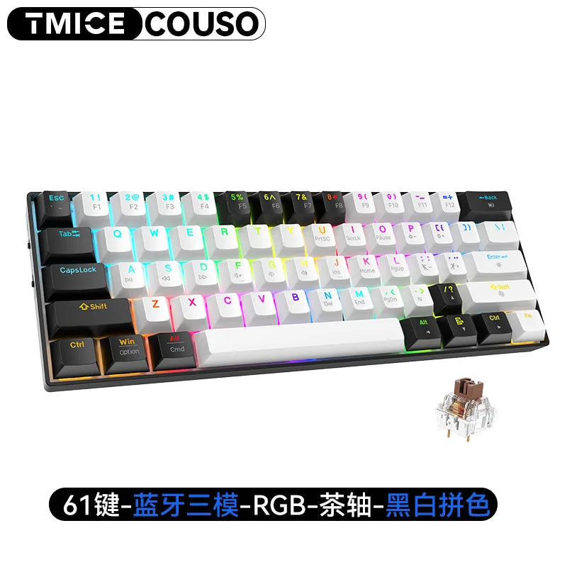 CK23 61-key Three-mode Mechanical Mini Keyboard Brown Switch E-sports Gaming Keyboard